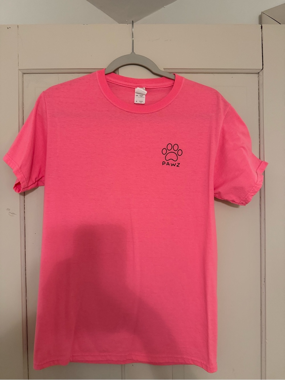 PAWZ Neon Pink Tee with Black Paw Logo